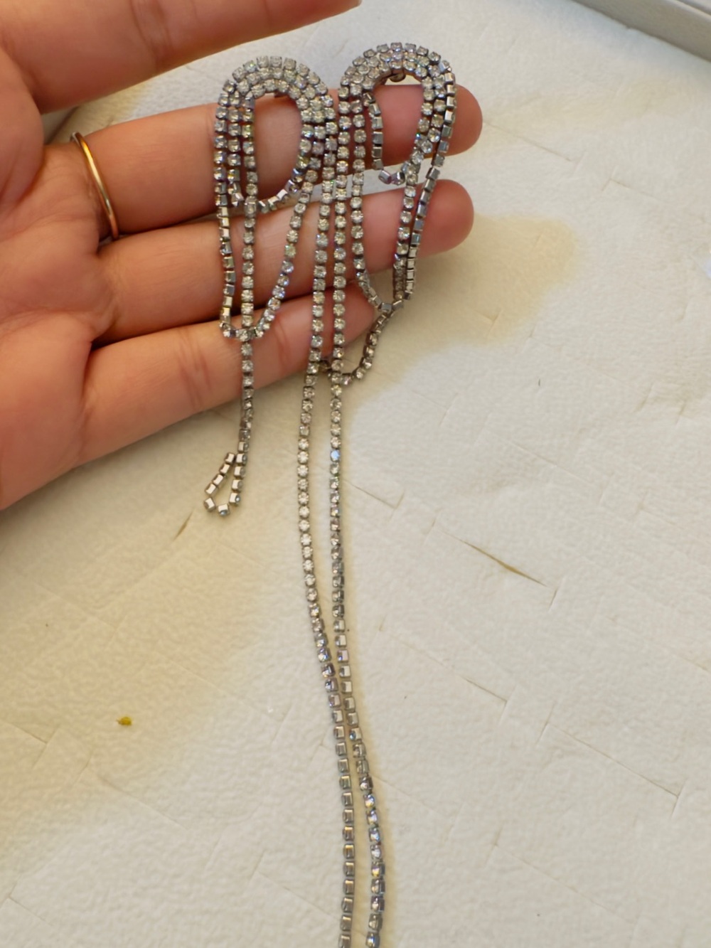 New without tag Zara Silver Crystal Chain Drop Earrings - Picture 5 of 6